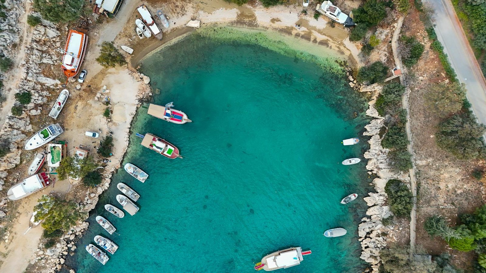 Caribbean anchorage with turquoise water