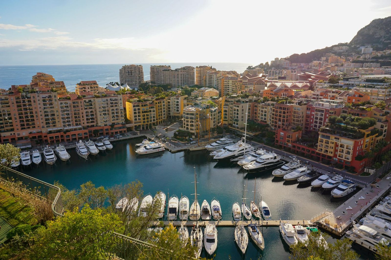 Monaco harbour with superyachts