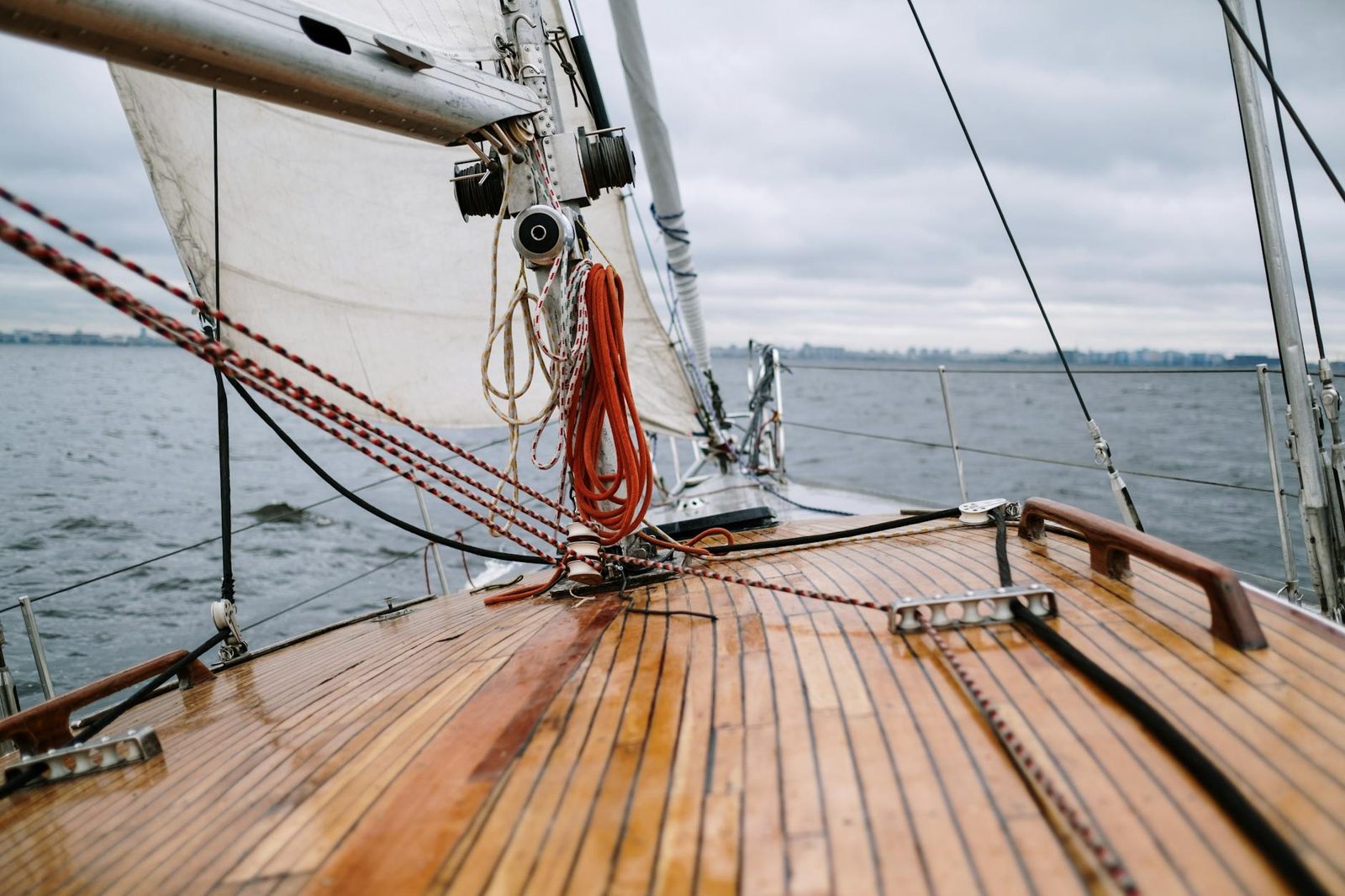 Sailing yacht under full sail